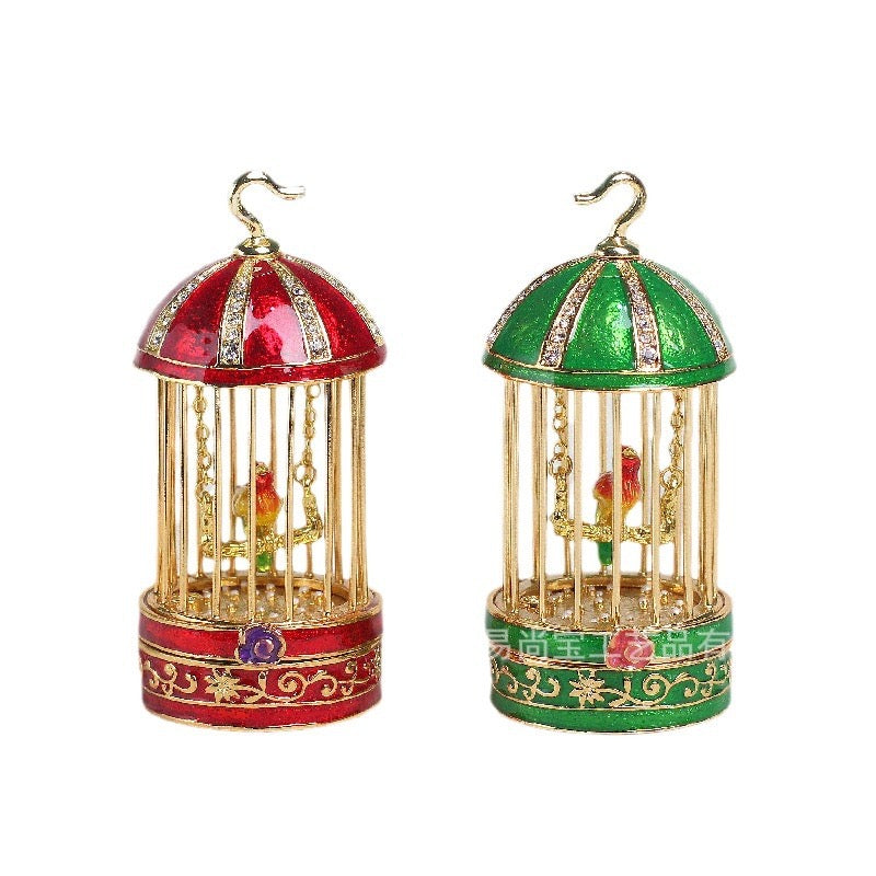 Hand Enameled Jewelry Box- Birdcage(4*4*8 cm/1.6*1.6*3.1 inch;0.109 kg/3.8 oz)