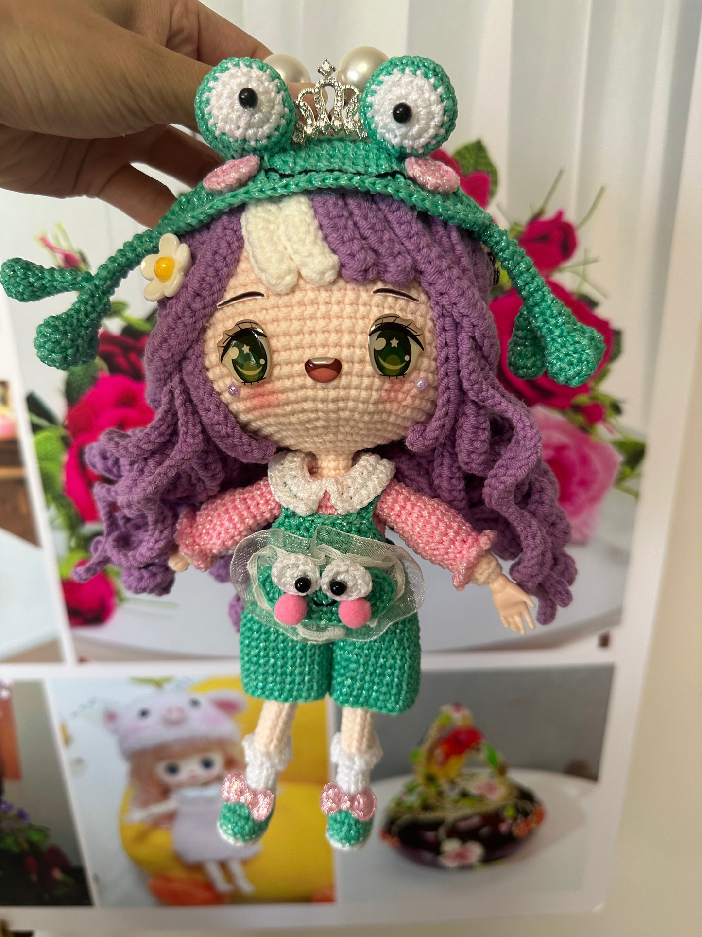 Crochet Frog Girl/Bag(26 cm/10 inch)