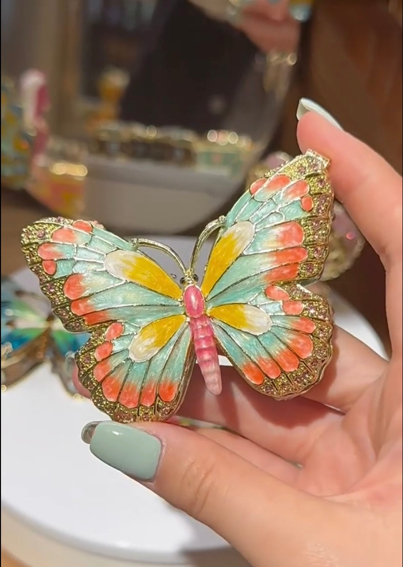Hand Enameled Jewelry Box- Butterfly(7.6*5.5*2.5 cm/3*2.2*1 inch;0.21 kg/7.4 oz)
