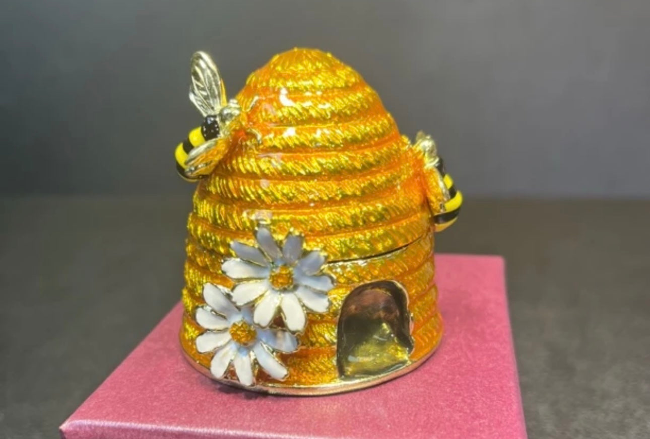 Hand Enameled Jewelry Box- Beehive(5.5*5.5 cm/2.2*2.2 inch;0.2 kg/7.1 oz)