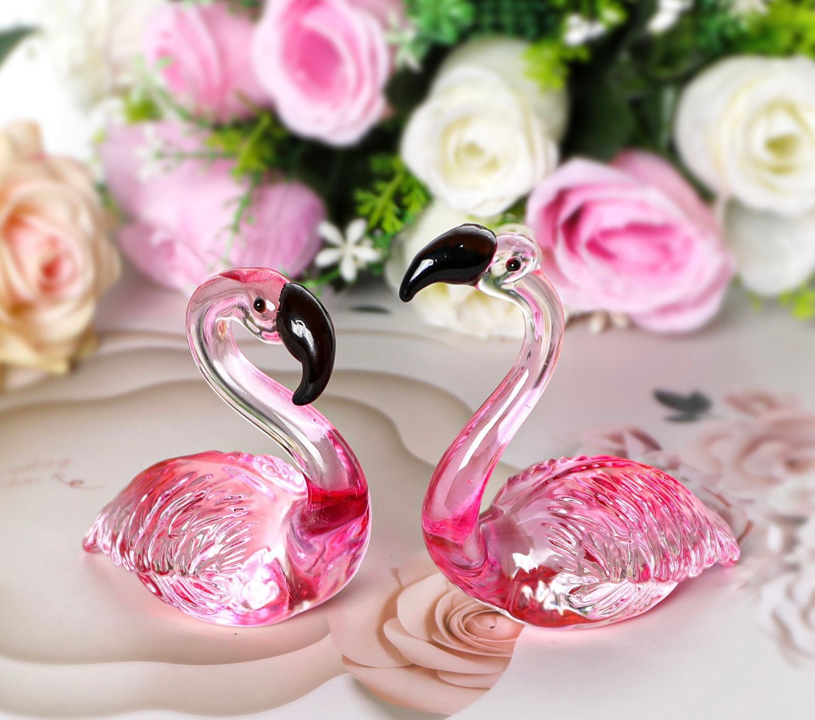 Pink Flamingo Figurine of Hand Blown Art buy Glass