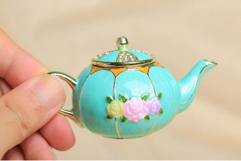 Hand Enameled Jewelry Box- Pot(8.5*5.5*4.5 cm/3.3*2.2*1.8 inch;0.15 kg/5.3 oz)