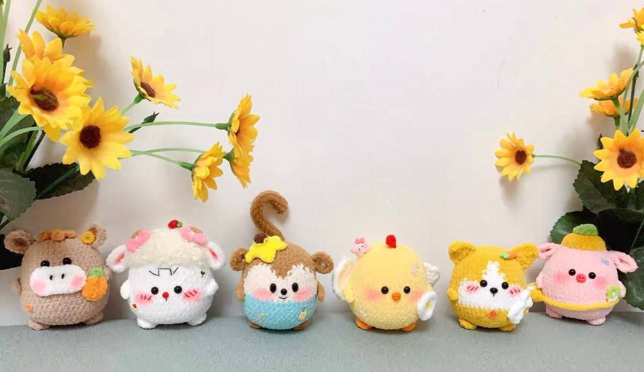 Crochet Animal/Tiger/Dragon/Bunny/OX/Dog/Monkey/Chicken/Snake/Sheep/Mouse/Pig/Horse(5 cm/2 inch)
