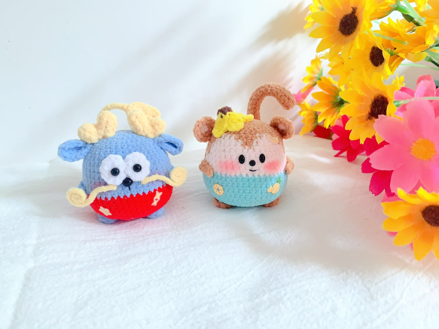Crochet Animal/Tiger/Dragon/Bunny/OX/Dog/Monkey/Chicken/Snake/Sheep/Mouse/Pig/Horse(5 cm/2 inch)