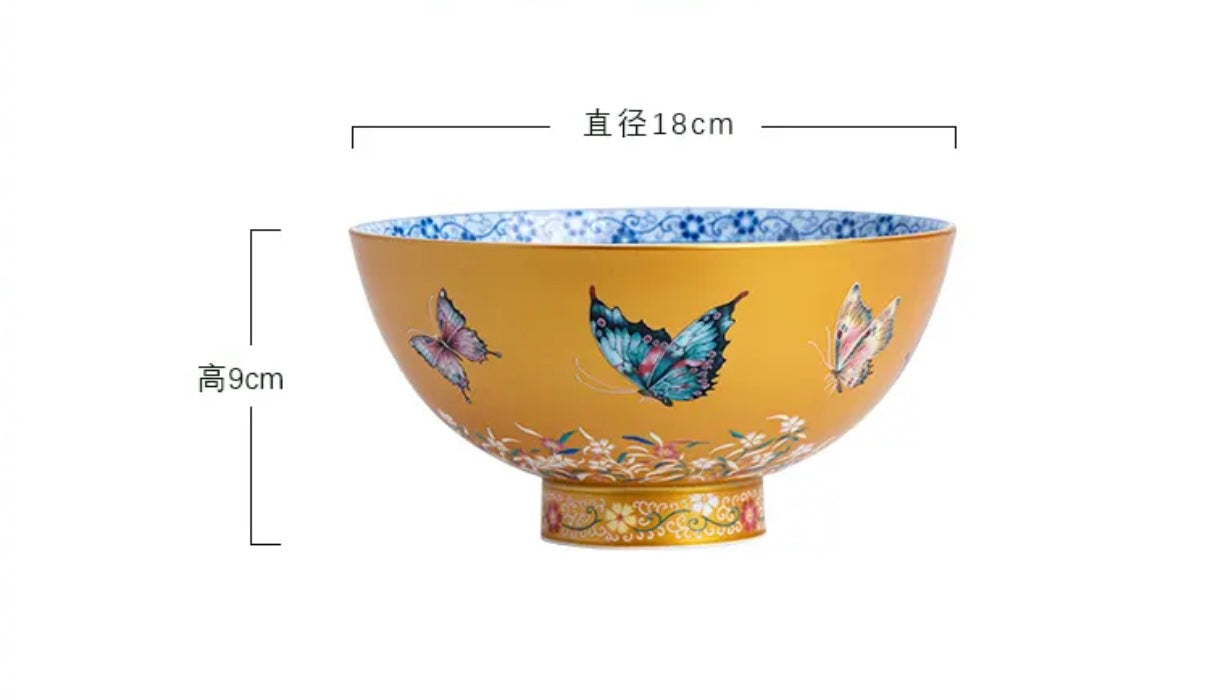Porcelain Bowl/Enameled Color- Butterfly Pattern(18*9 cm/7.1*3.5 inch)