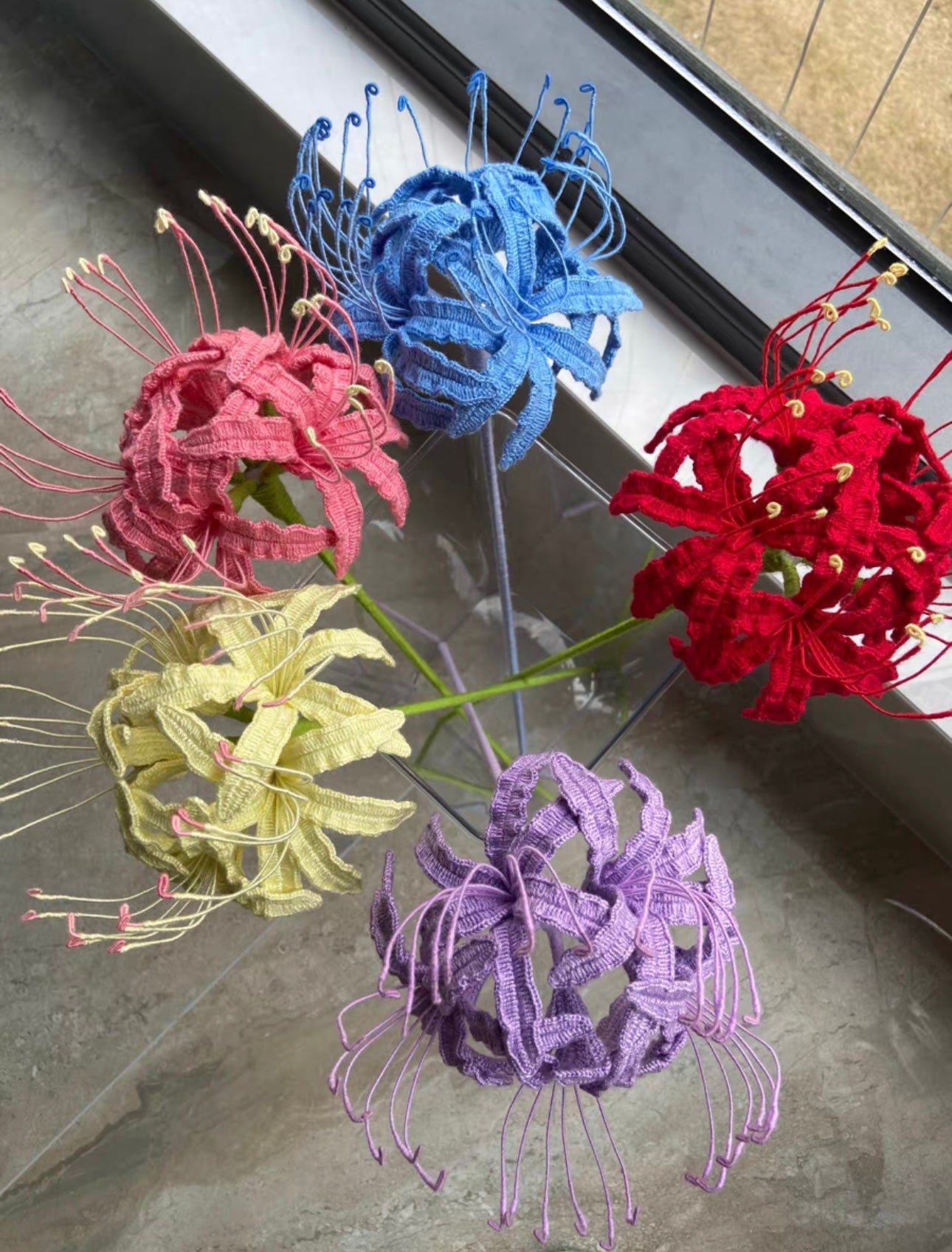 Spider Lily with Long Stem/Lace Cotton(5 flower/30 petals)