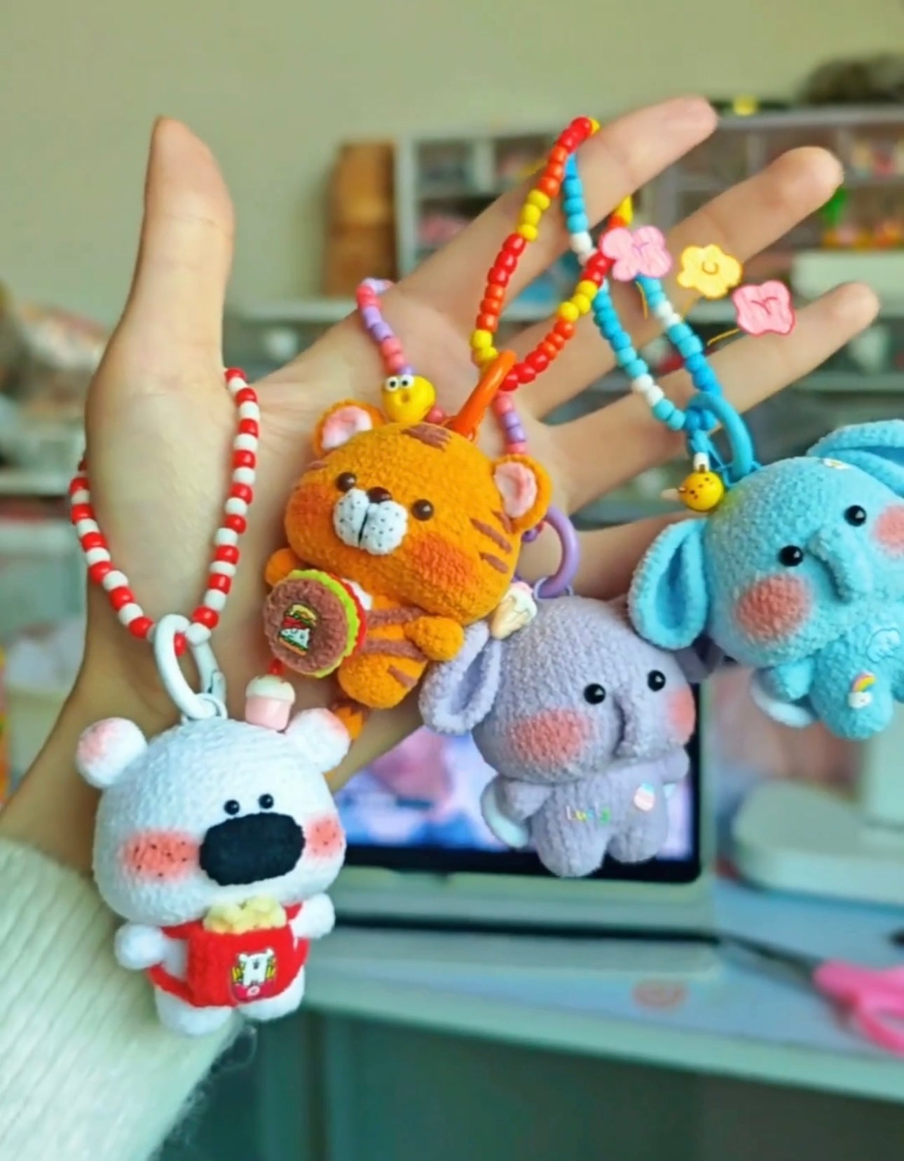 Crochet Mini Animal/Tiger/Elephant/White Bear(5~6 cm/2~2.4 inch)