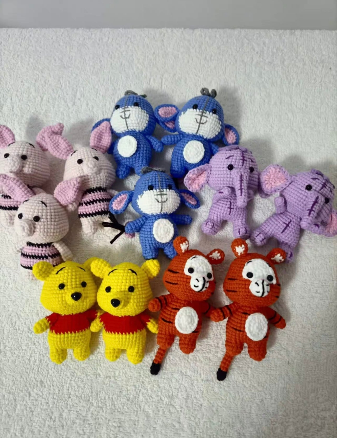 Crochet Winnie The Pool Bear with his Friends/Piglet/Eeyore/Tigger/Elephant(7~8 cm/2.8~3.1 inch)