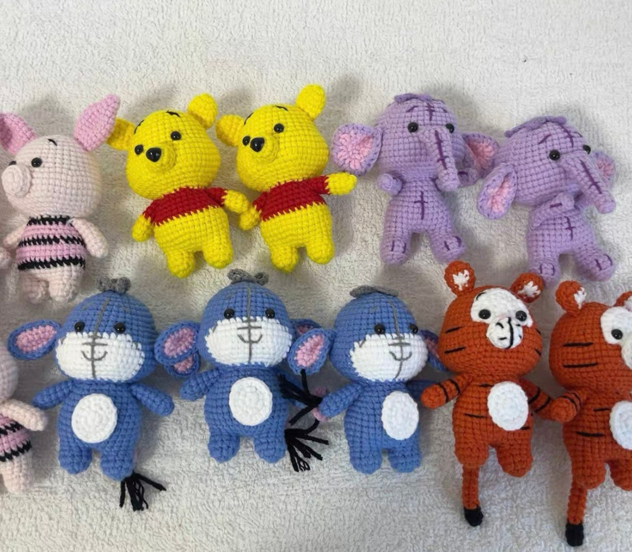 Crochet Winnie The Pool Bear with his Friends/Piglet/Eeyore/Tigger/Elephant(7~8 cm/2.8~3.1 inch)