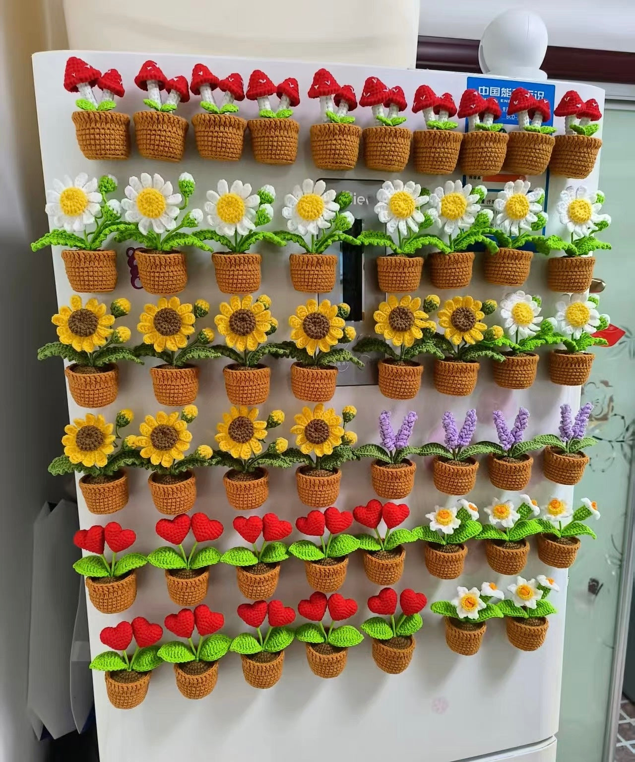 Crochet Flower/Plant Fridge Magnet(9 cm/3.6 inch)