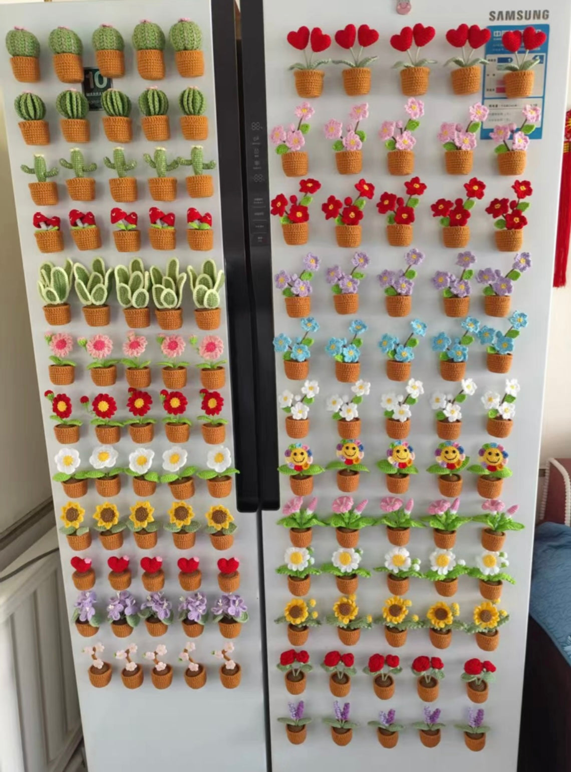 Crochet Flower/Plant Fridge Magnet(9 cm/3.6 inch)