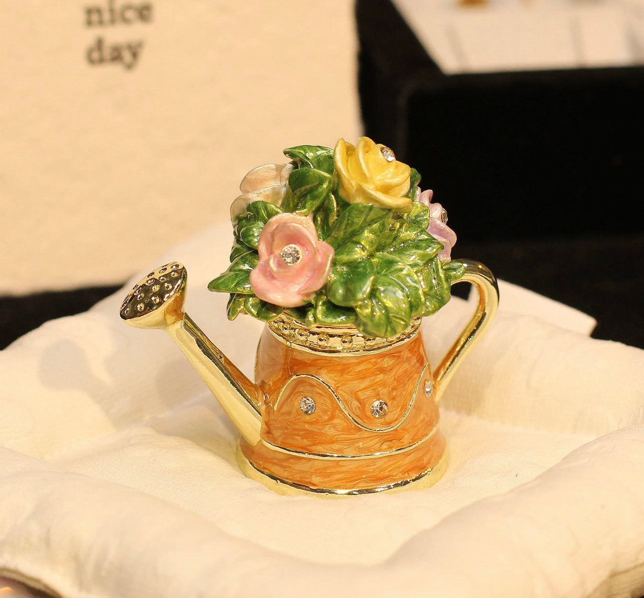 Hand Enameled Jewelry Box- Watering Pot