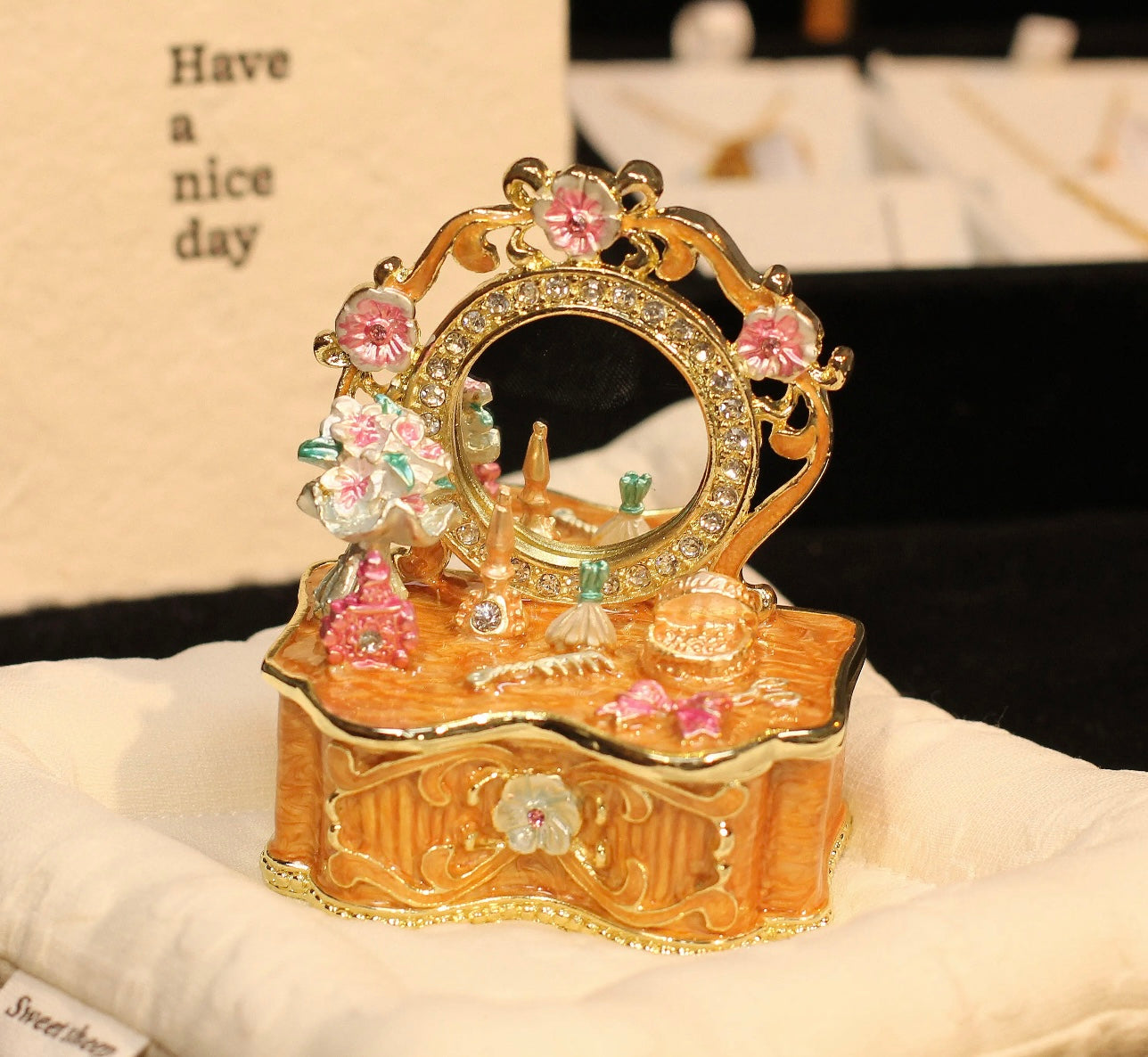 Hand Enameled Jewelry Box- Dresser