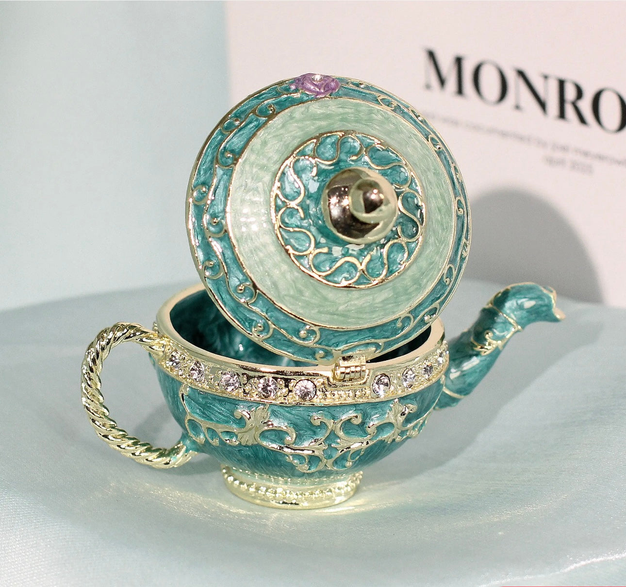 Hand Enameled Jewelry Box- Flower Pot