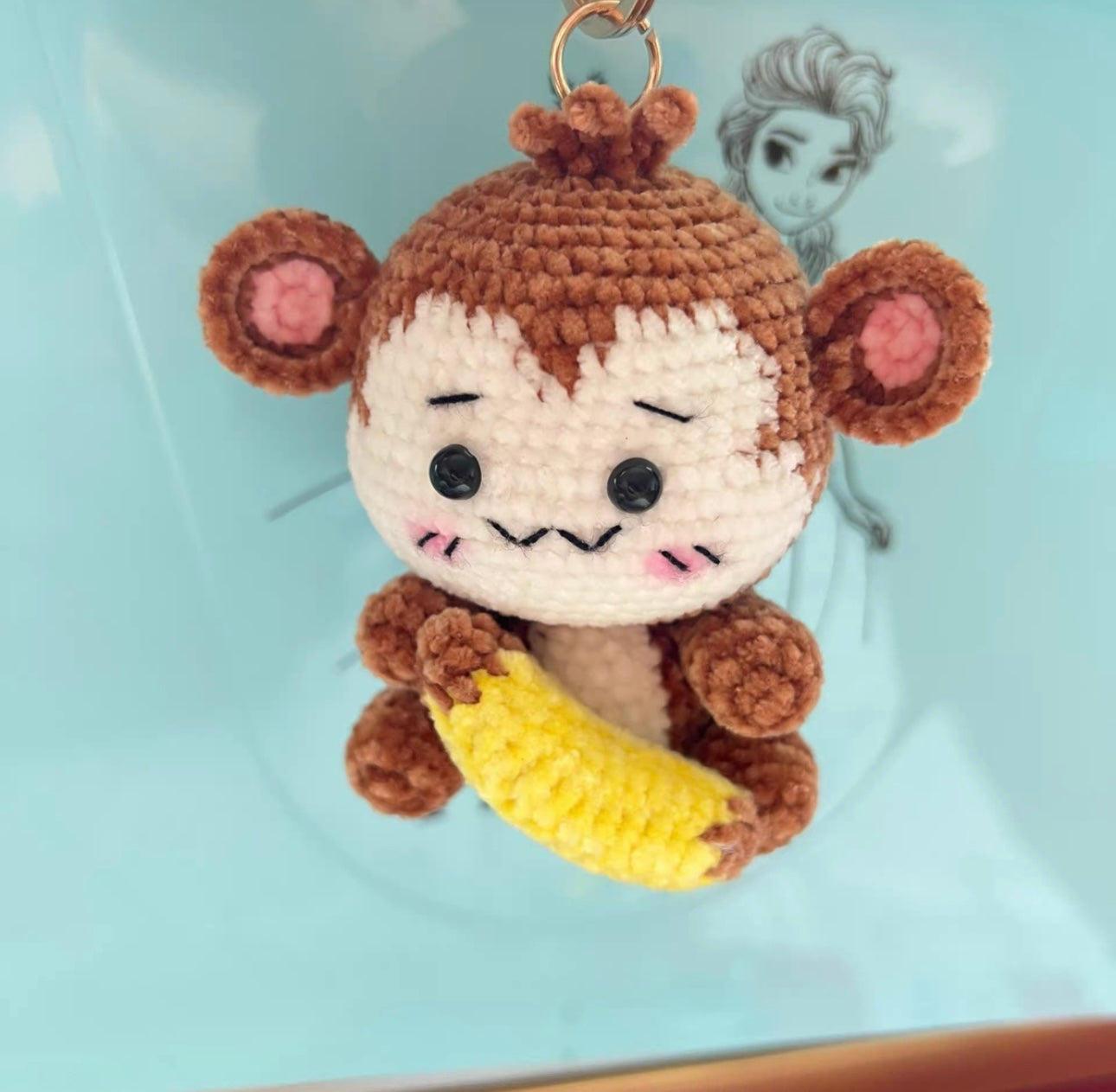 Crochet Monkey Hold Heart/Banana(8 cm/3.1 inch)