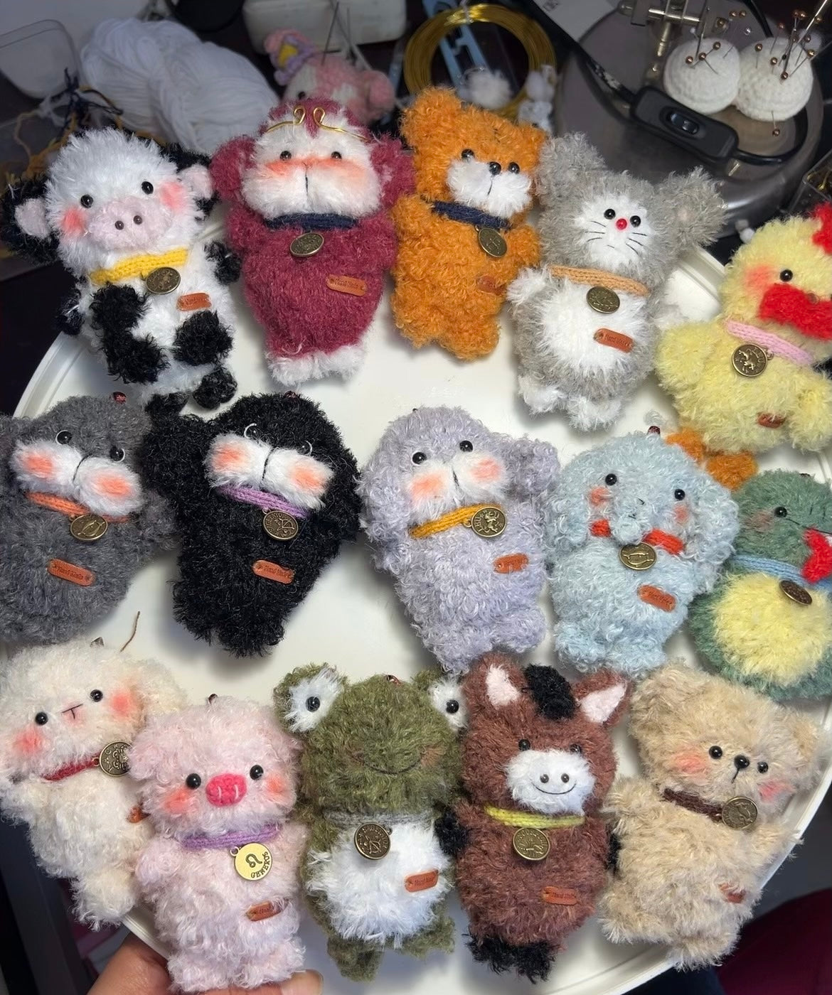 Crochet Animals/Frog/Monkey/Elephant/Bear/Donkey/Bunny/Milk Cow//Snake/Pig/Duck/Chicken/Tiger/Mouse(9~10 cm/3.5~3.9 inch)