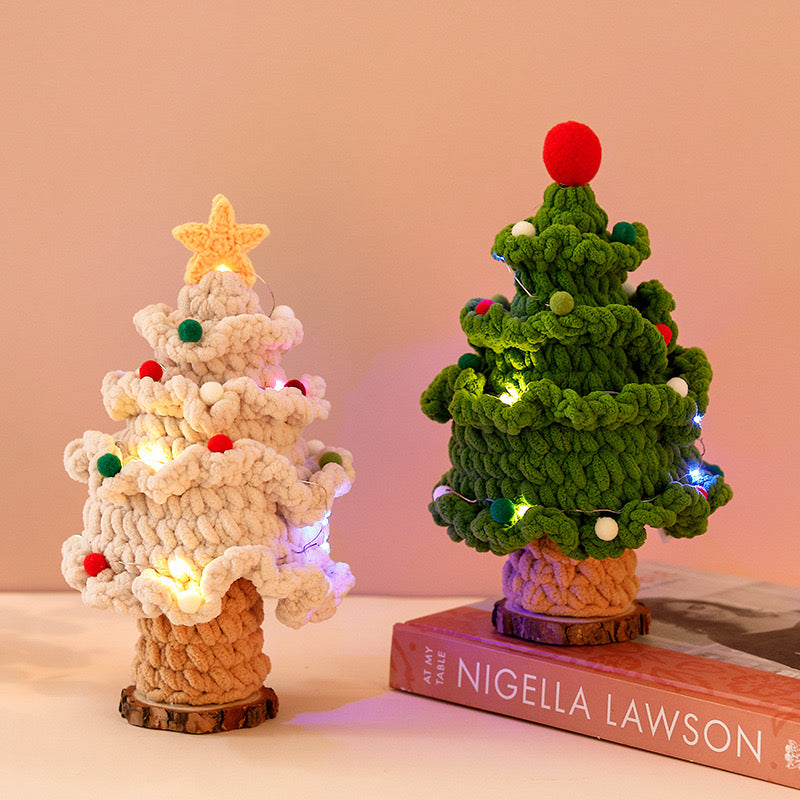 Crochet Christmas Tree with Wooden Base