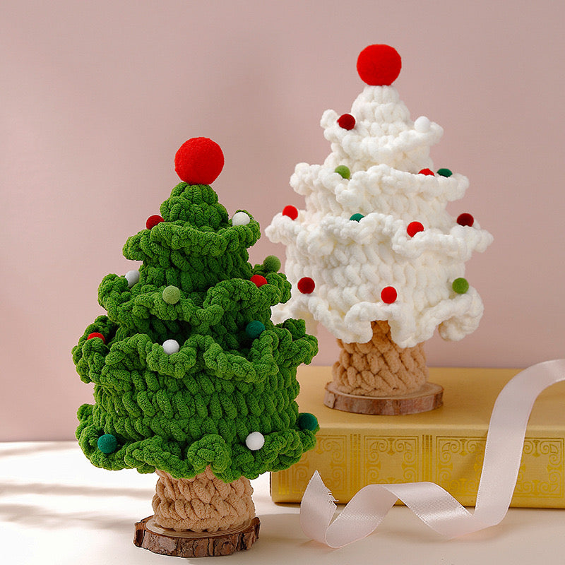 Crochet Christmas Tree with Wooden Base