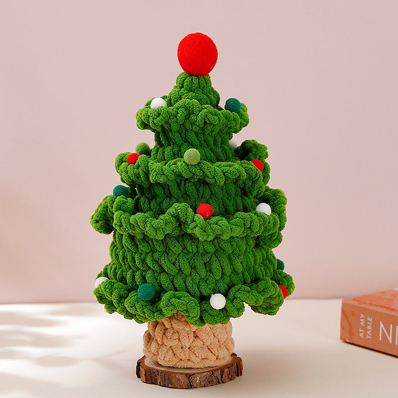 Crochet Christmas Tree with Wooden Base