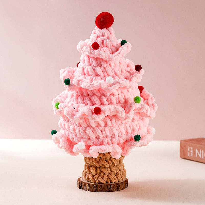 Crochet Christmas Tree with Wooden Base