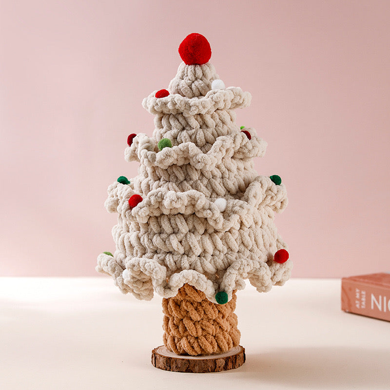 Crochet Christmas Tree with Wooden Base