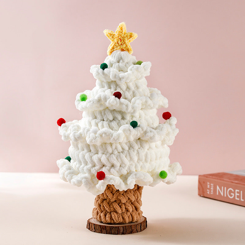 Crochet Christmas Tree with Wooden Base