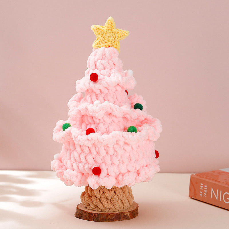 Crochet Christmas Tree with Wooden Base