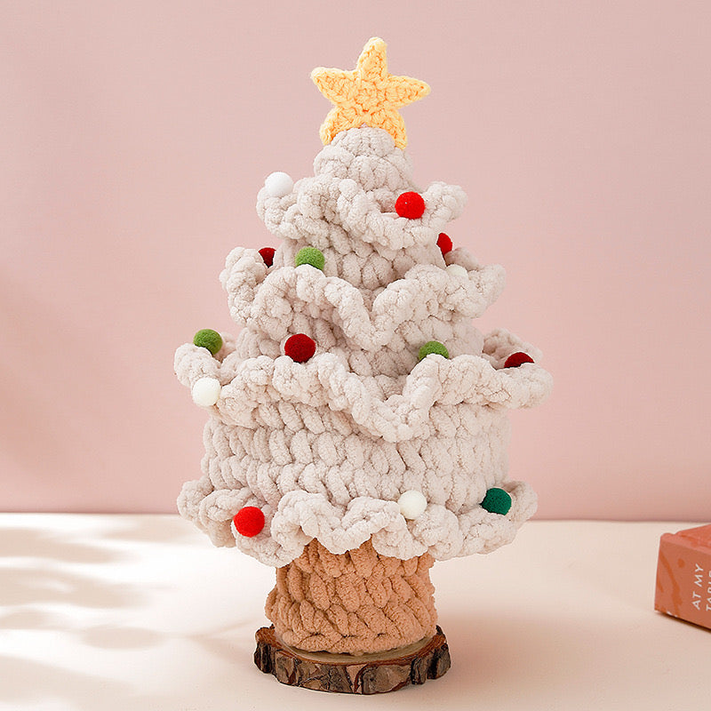 Crochet Christmas Tree with Wooden Base