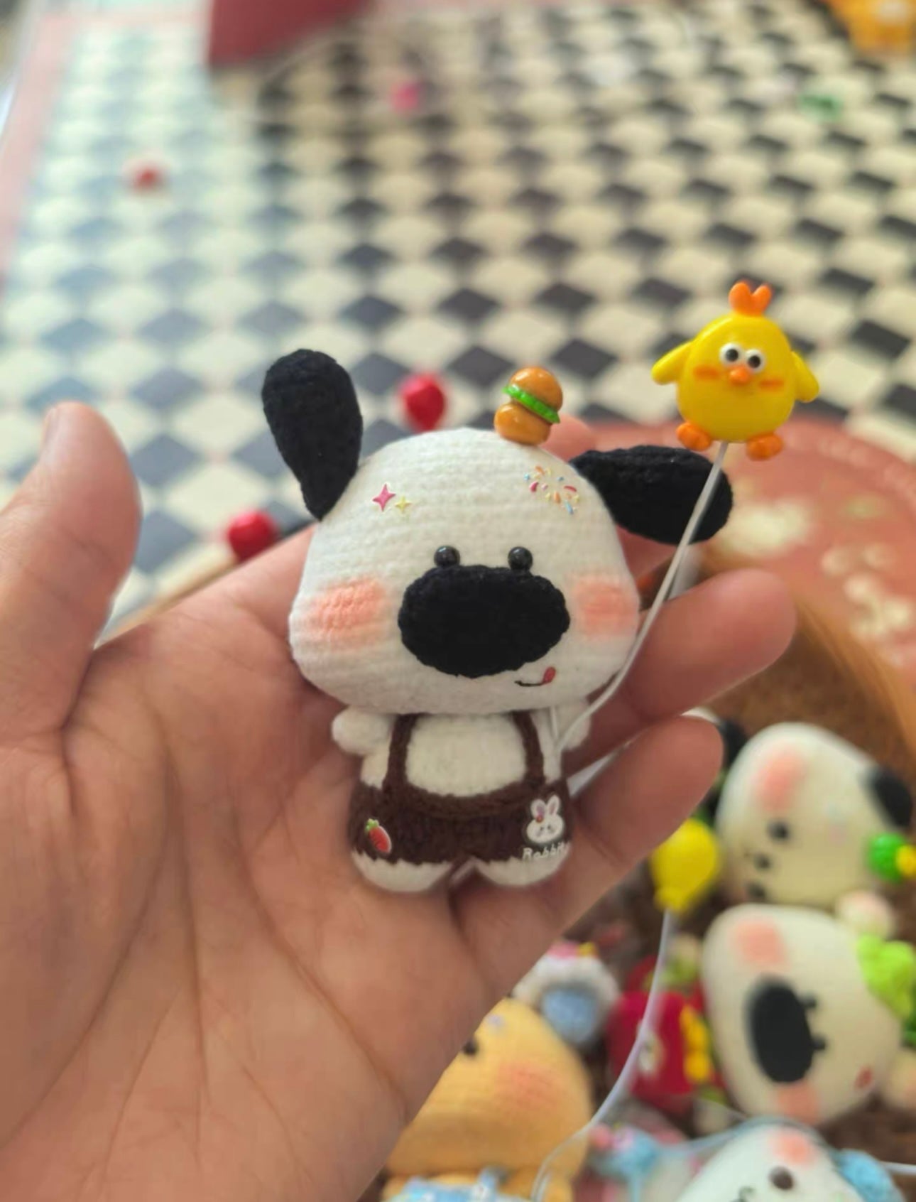 Crochet Mini Animals/Cat with Headphone/Mouse with Headphone/Chicken with Ice Cream/Eeyore/Panda/White Bear(6~7 cm/2.4~2.8 inch)