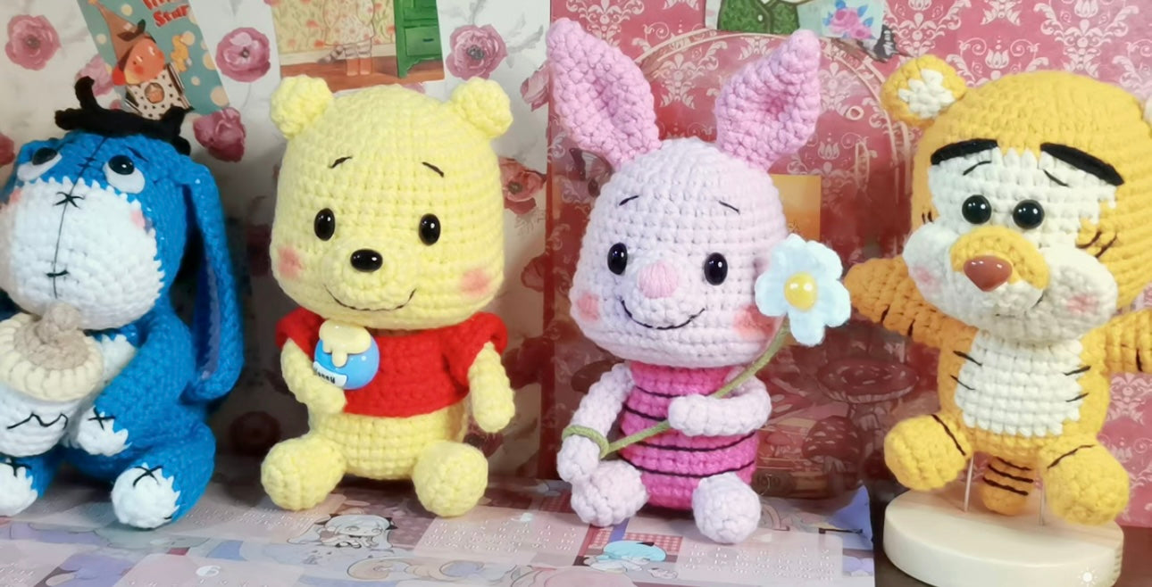 Crochet Winnie the Pool/Piglet/Tigger/Eeyore(9 cm/3.5 inch)