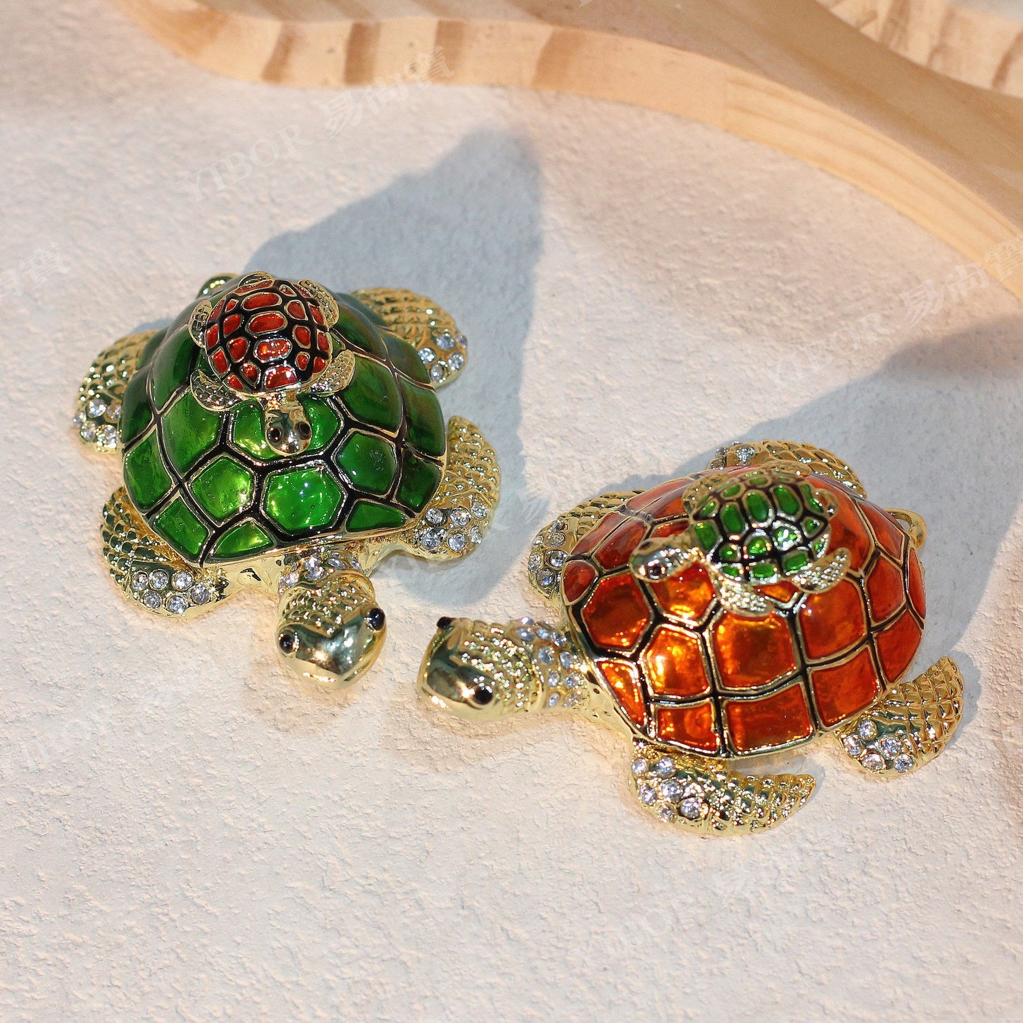 Hand Enameled Jewelry Box- Turtle(7*5.1*3 cm/2.8*2*1.2 inch; 0.1 kg/3.5 oz)