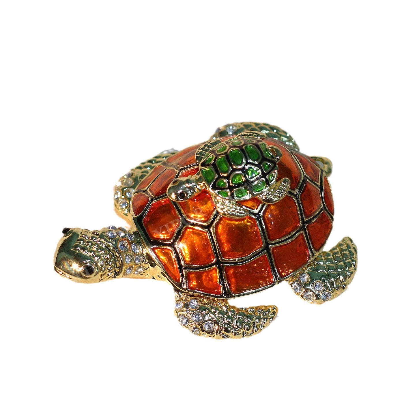 Hand Enameled Jewelry Box- Turtle(7*5.1*3 cm/2.8*2*1.2 inch; 0.1 kg/3.5 oz)