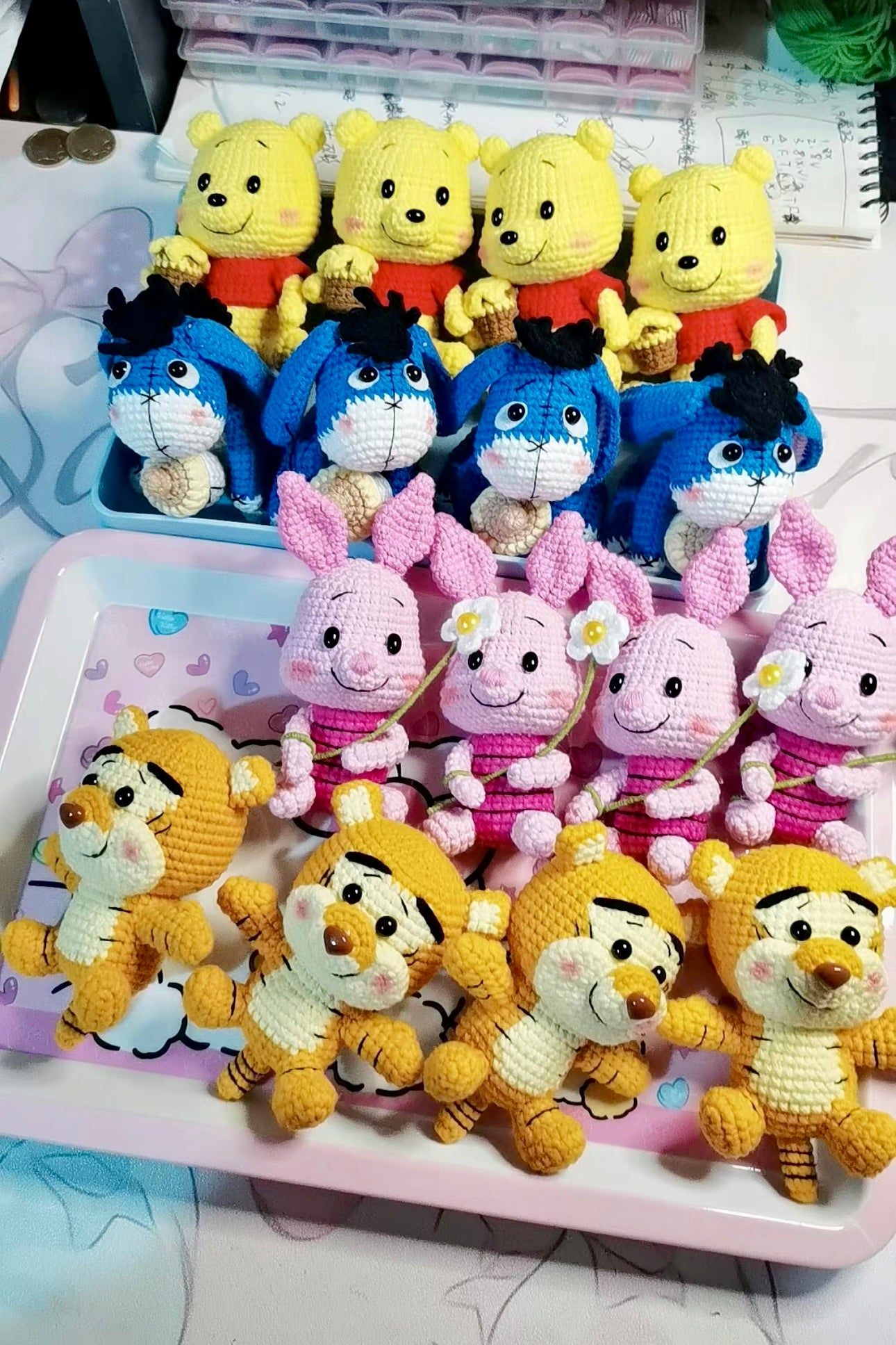 Crochet Winnie the Pool/Piglet/Tigger/Eeyore(9 cm/3.5 inch)