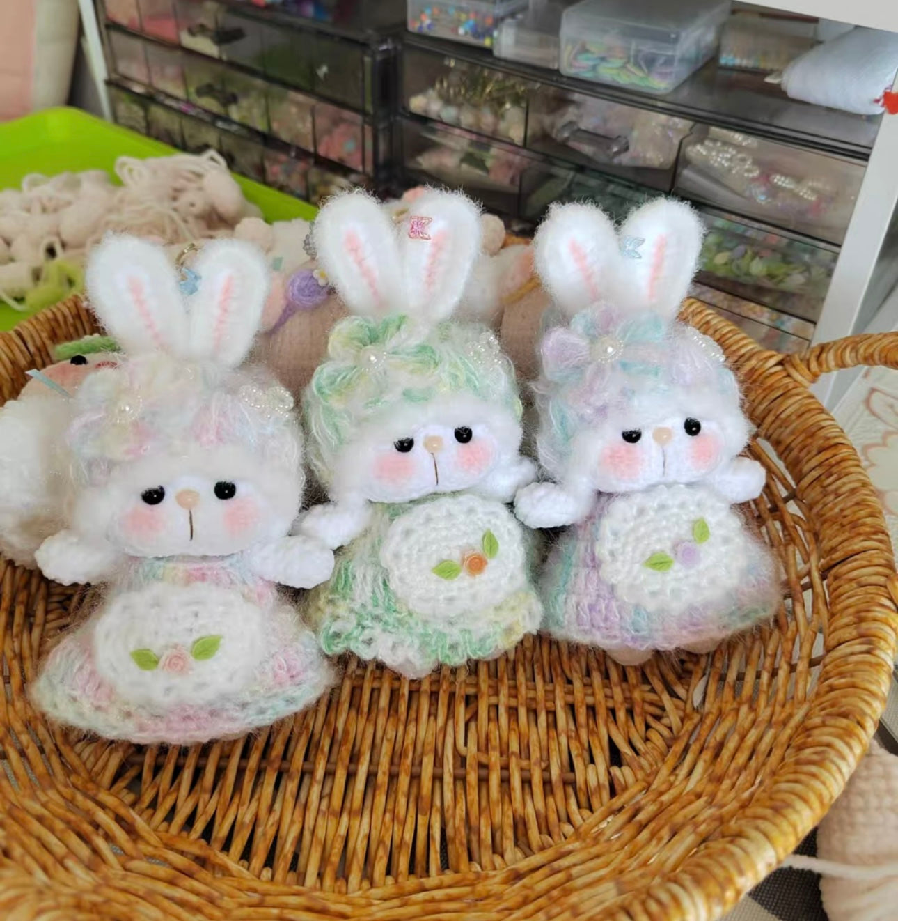 Crochet Magnetic Bunny/Head and Body can be Separated (9 cm/3.6 inch)