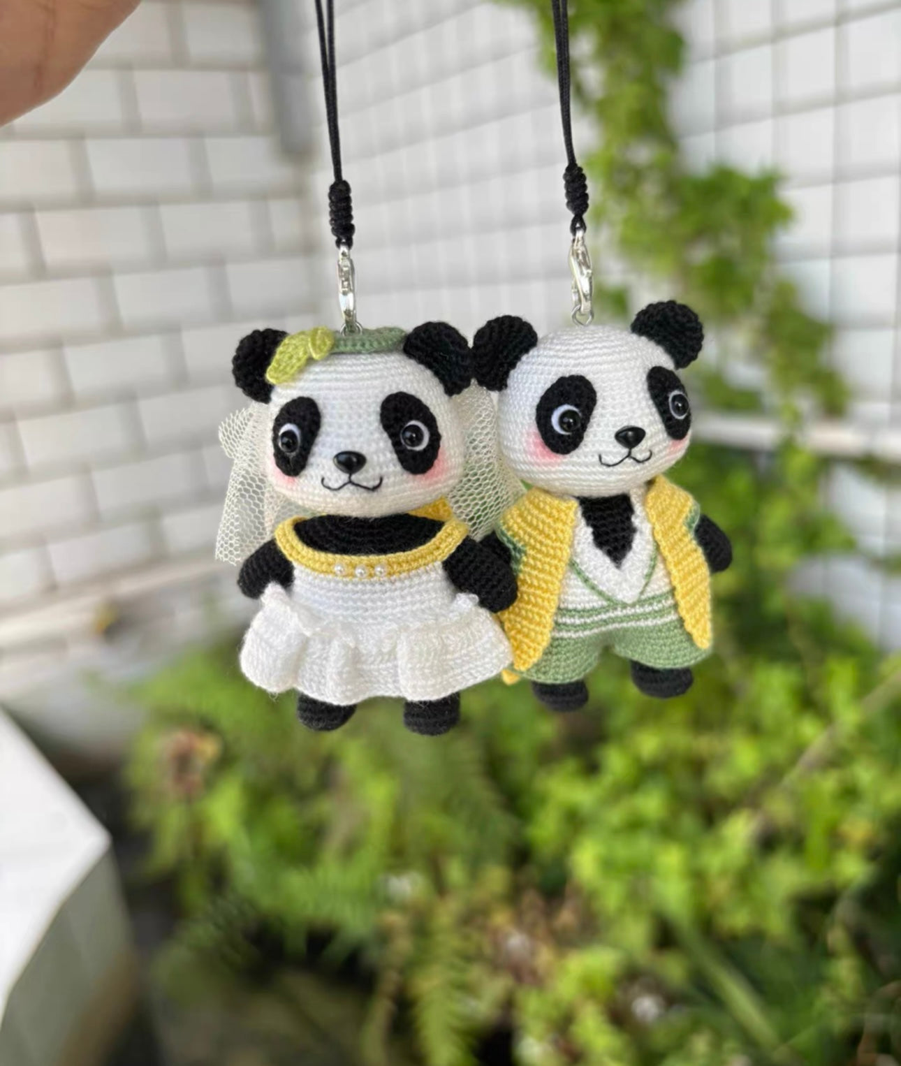 Crochet Panda Couple/Micro Crochet(5.4 cm/2.1 inch)