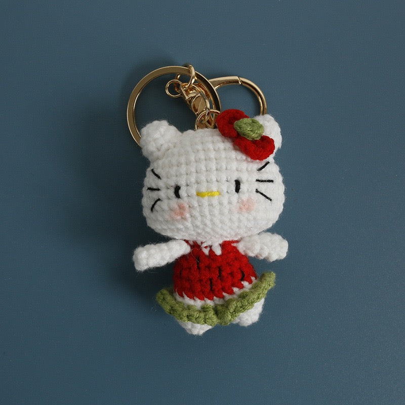 Crochet Hello Kitty Keychain