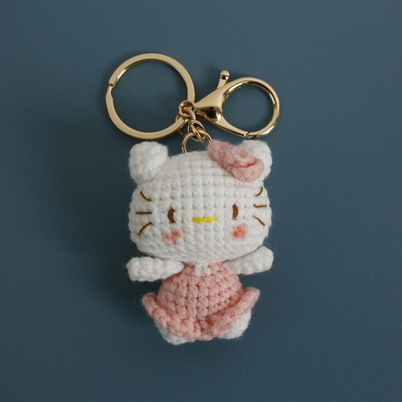 Crochet Hello Kitty Keychain