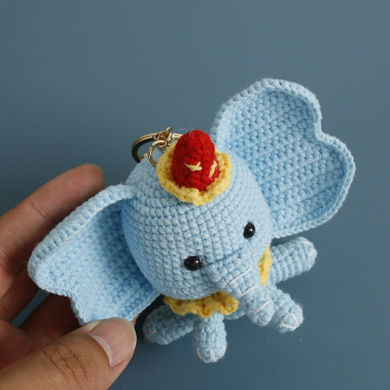 Crochet Blue Elephant Keychain