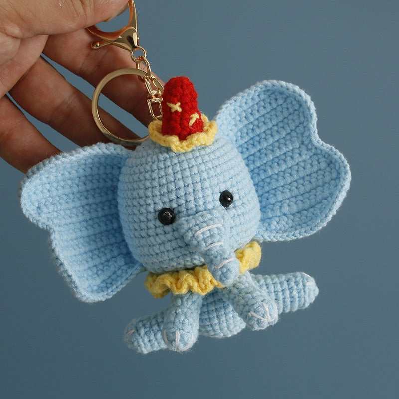 Crochet Blue Elephant Keychain