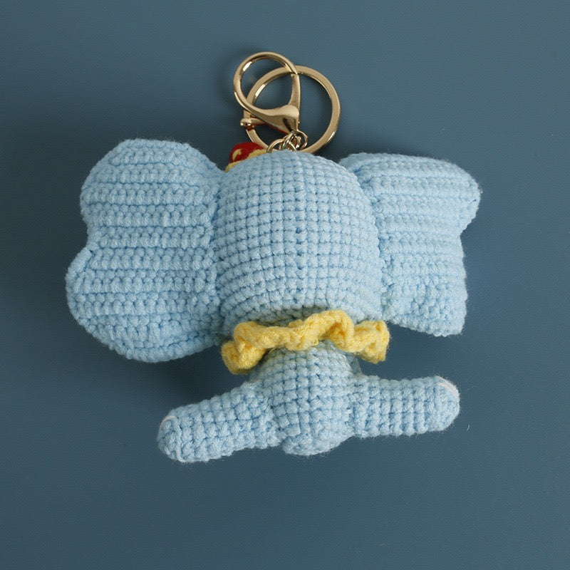 Crochet Blue Elephant Keychain