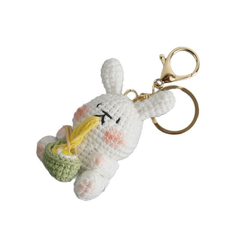 Crochet Bunny Eating Noodle Keychain