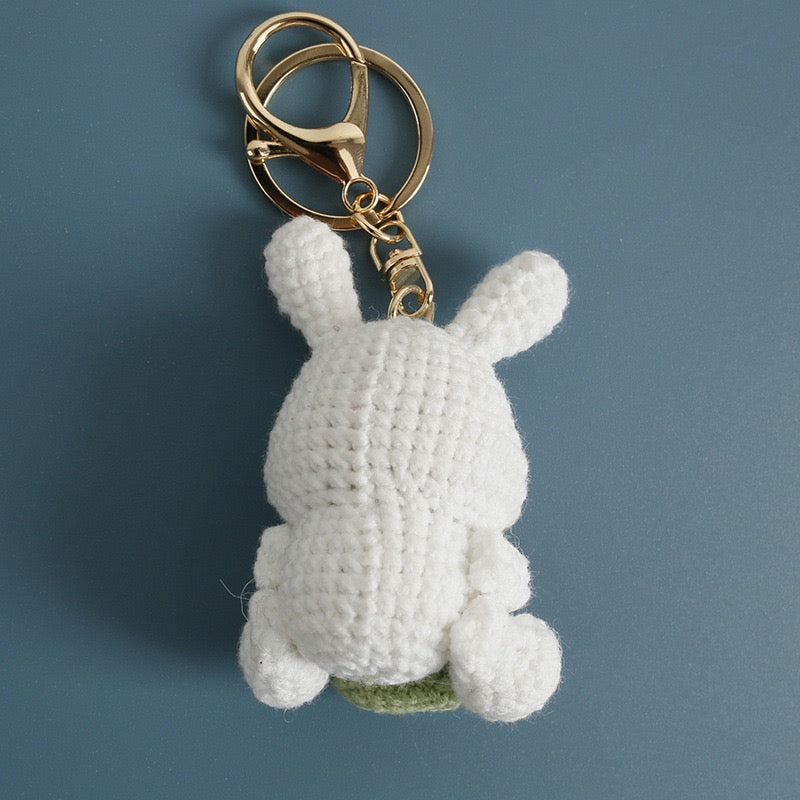 Crochet Bunny Eating Noodle Keychain