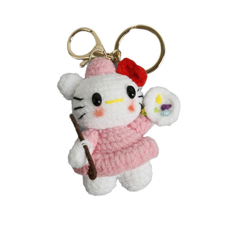 Crochet Hello Kitty Painter/Artist Keychain