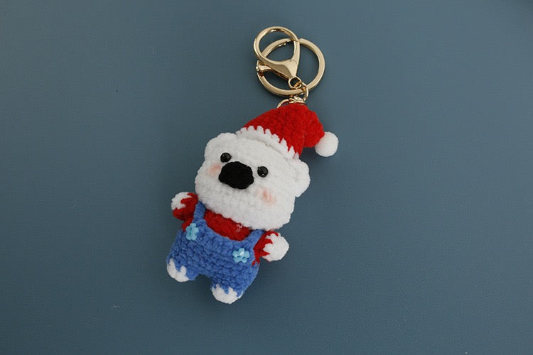Christmas Bear/White Bear Keychain