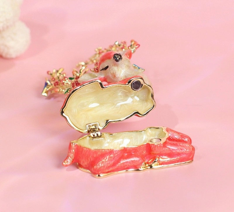 Hand Enameled Jewelry Box- Deer with Flowers(8*3.5*12 cm/3.1*1.4*4.7 inch;0.195 kg/6.9 oz)