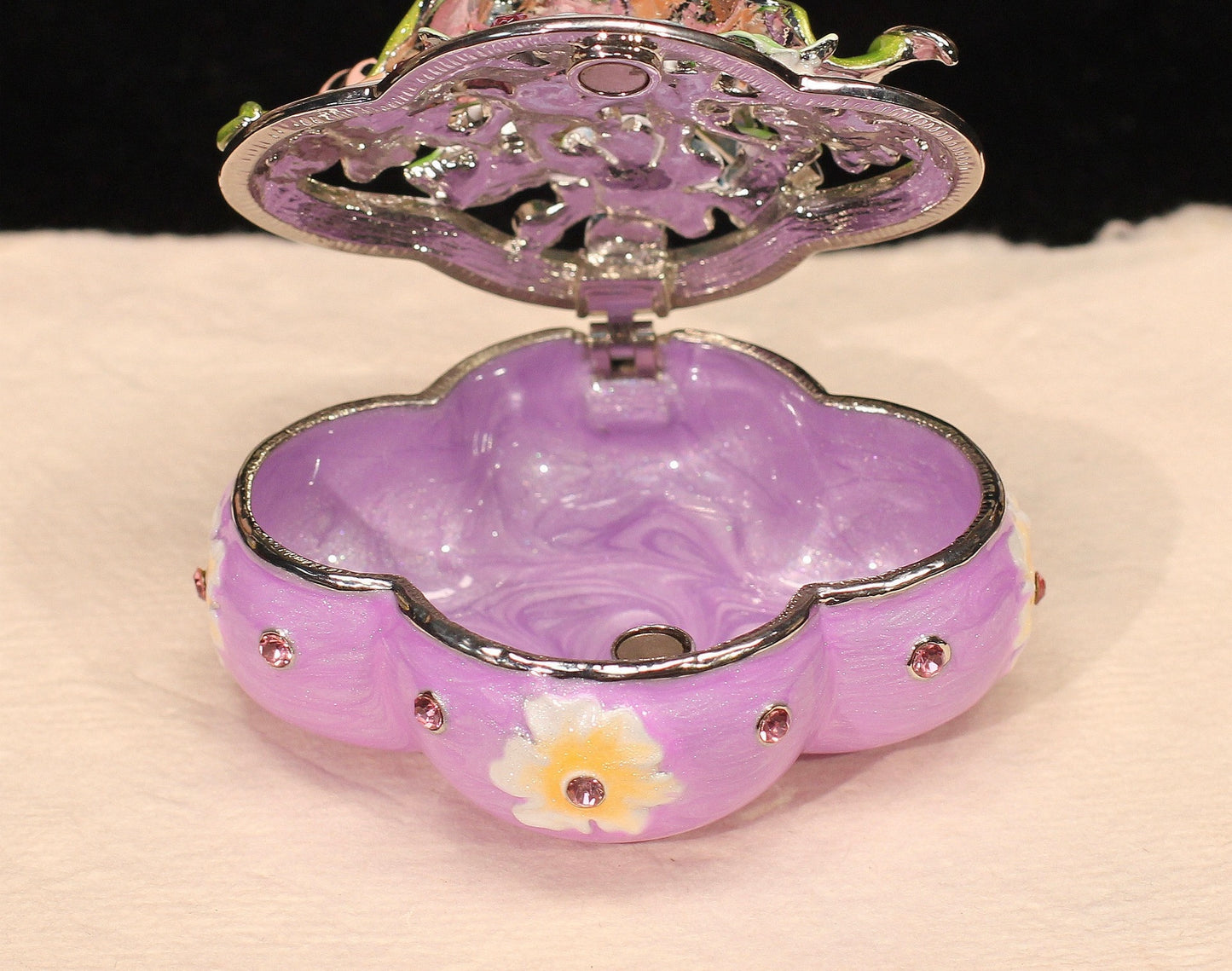 Hand Enameled Jewelry Box- Flower/Leaf/Ladybug Box(5*5*8 cm/2*2*3.1 inch;0.175 kg/6.2 oz)