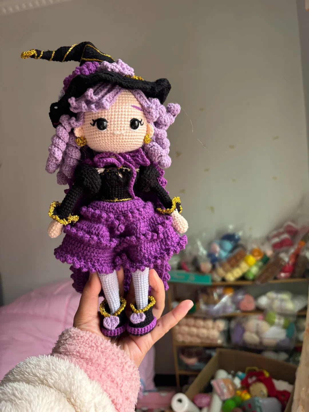 Crochet Witch Doll/Girl with Dog and Broom