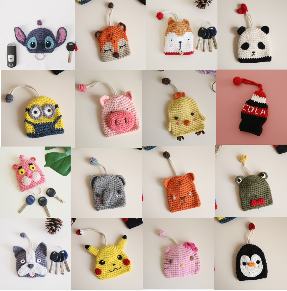 Keychain Bag(Dog/Panda/Minions/Stitch/Fox/Elephant/Bunny...)