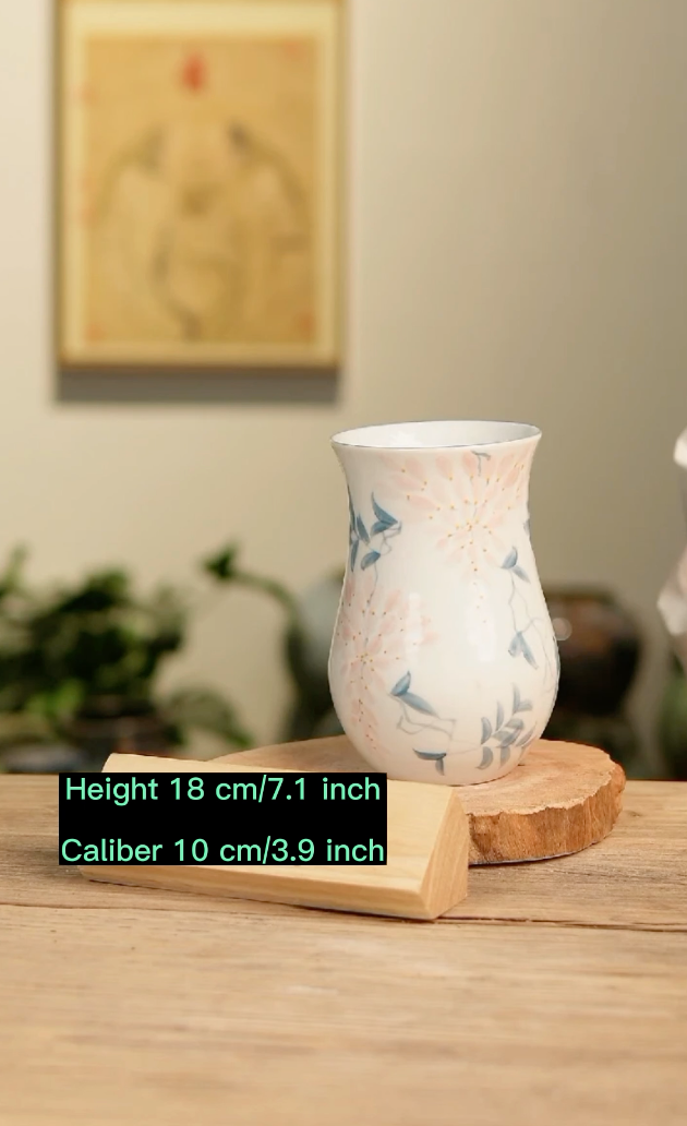 Handmade Flower Vase- Hand Painting(Height 18 cm/7.1 inch;  Caliber 10 cm/3.9 inch)