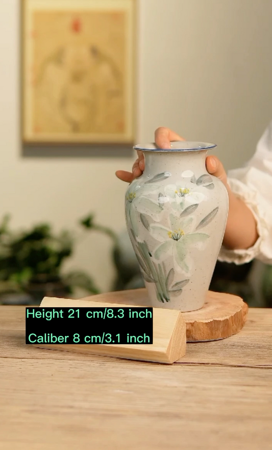 Handmade Orchid Vase- Hand Painting(Height 21 cm/8.3 inch; Caliber 8 cm/3.1 inch)